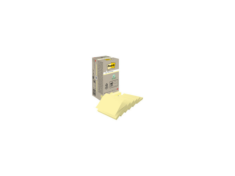 Post-it Bloc-notes adhésif Recycling z-notes, 76x76mm, jaune