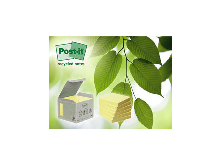 Post-it Bloc-notes adhésif Recycling z-notes, 76x76mm, jaune