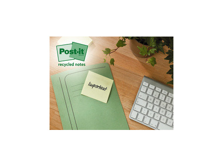 Post-it Bloc-notes adhésif Recycling z-notes, 76x76mm, jaune