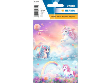 HERMA Étiquettes pour livres VARIO 'Happy Unicorns', 76x35mm