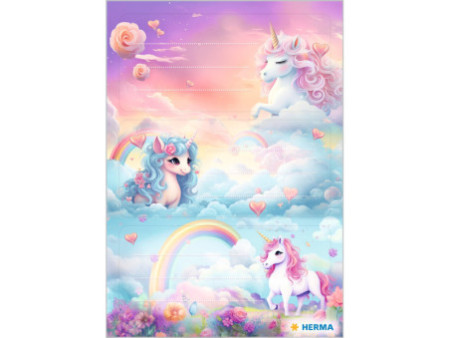 HERMA Étiquettes pour livres VARIO 'Happy Unicorns', 76x35mm