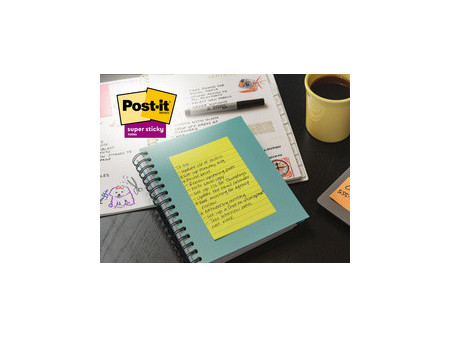 Post-it Bloc-notes super sticky notes, 101 x 152 mm, ligné