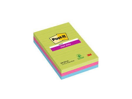 Post-it Bloc-notes super sticky notes, 101 x 152 mm, ligné