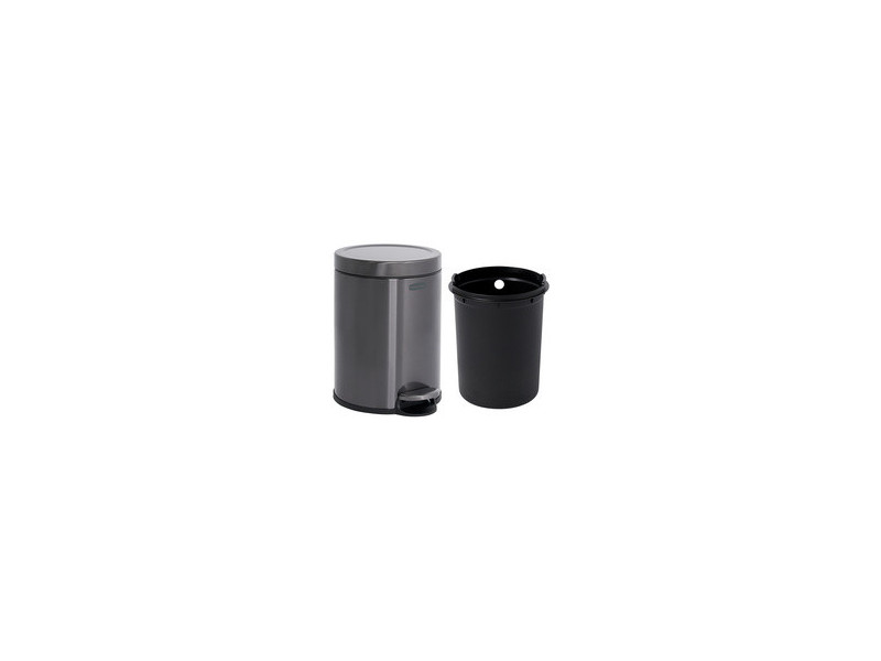 Rubbermaid Poubelle à pédale, ronde, 6 litres, gris foncé