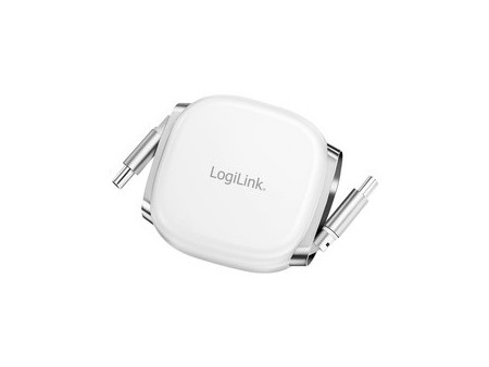 LogiLink Câble USB 2.0, USB-C - USB-C, rétractable, noir