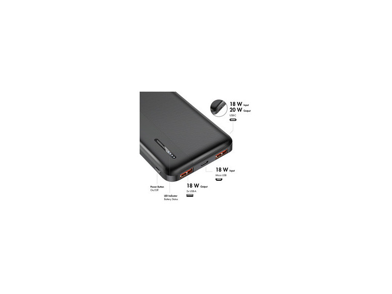 LogiLink Powerbank, 10.000 mAh, 2x USB-A, 2x USB-C, blanc