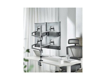 LogiLink Support 4 écrans, longeur du bras: 447 mm, argent