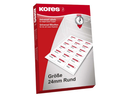 Kores Etiquette universelle, diamètre: 24 mm, blanc