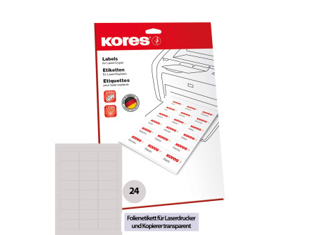 Kores Etiquette en film, 63,5 x 33,9 mm, transparent