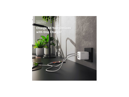 DIGITUS Chargeur secteur USB GaN, 2x USB-C / 1x USB-A, 100 W