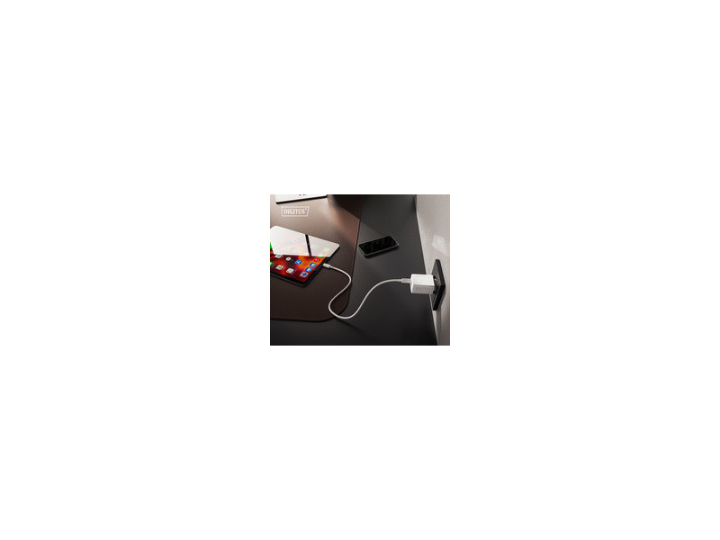 DIGITUS Chargeur secteur USB GaN, USB-C/USB-A, 30 W, blanc