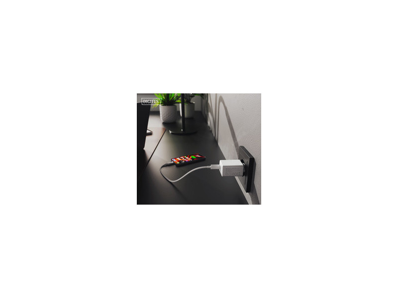 DIGITUS Chargeur secteur USB, 20 W, USB-C/USB-A, blanc