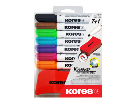 Kores Kit de marqueurs pour tableau blanc, 7 marqueurs +