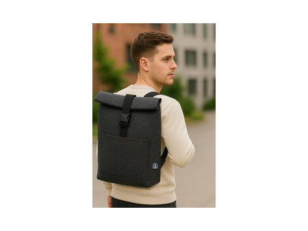 STOP Sac à dos rolltop pour laptop, feutre RPET, gris foncé