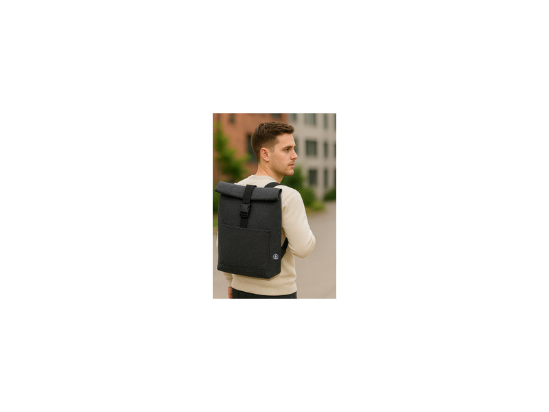 STOP Sac à dos rolltop pour laptop, feutre RPET, gris foncé