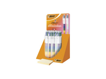 BIC Stylo à bille 4 Colours Rainbow Mix, présentoir de 30