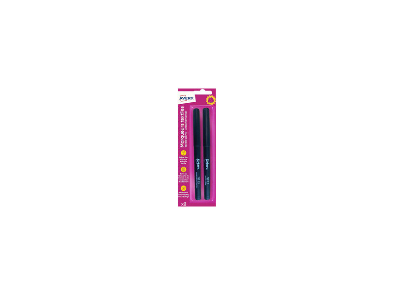 AVERY Marqueur textile, pack de 2, noir