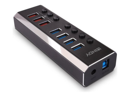 LINDY 4 Port USB 3.0 Hub with 3 Quick Ch