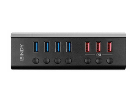 LINDY 4 Port USB 3.0 Hub with 3 Quick Ch