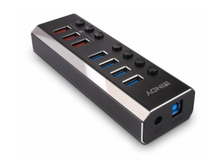 LINDY 4 Port USB 3.0 Hub with 3 Quick Ch