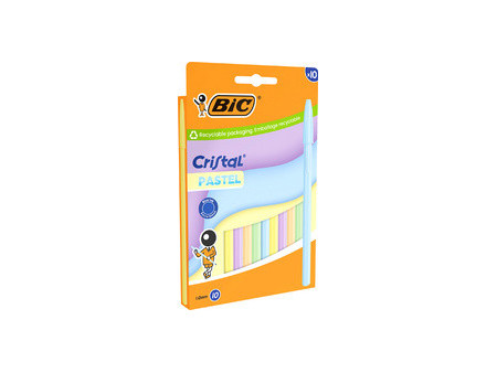 BIC Stylo à bille Cristal Pastel, assorti, blister de 5