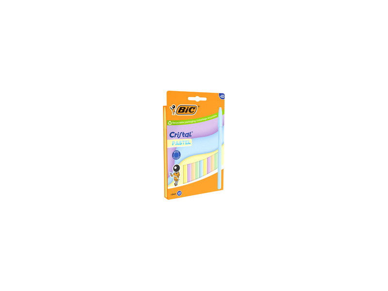 BIC Stylo à bille Cristal Pastel, assorti, blister de 5