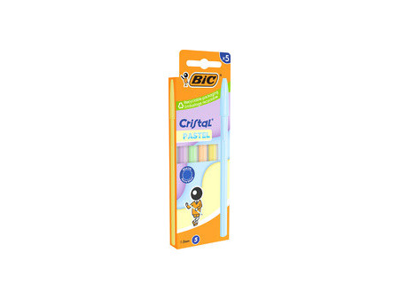 BIC Stylo à bille Cristal Pastel, assorti, blister de 10
