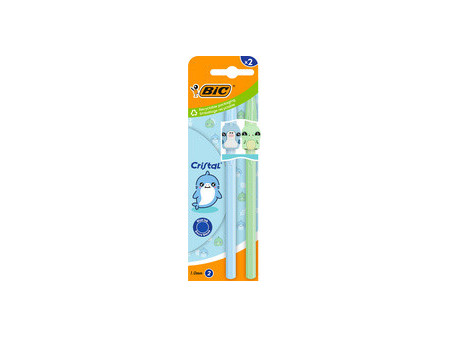 BIC Stylo à bille Cristal Pastel Figurines, bleu & vert