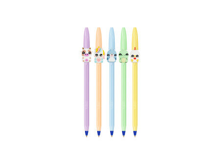 BIC Stylo à bille Cristal Pastel Figurines, blister de 5