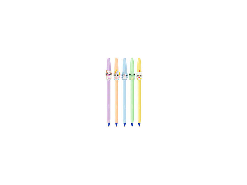 BIC Stylo à bille Cristal Pastel Figurines, blister de 5
