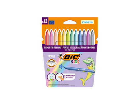 BIC KIDS Feutre Couleur medium Pastel, étui en carton de 12