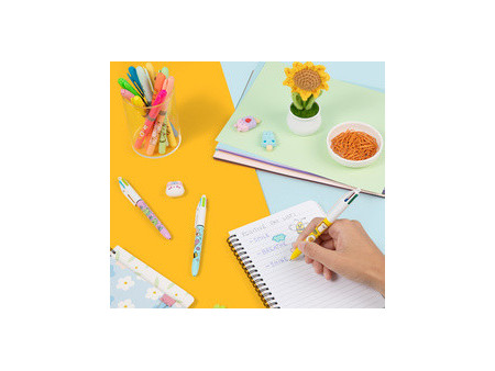 BIC Stylo à bille rétractable 4 Colours Kawaii, blister de 3
