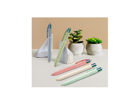 BIC Stylo à bille 4 Colours Mineral Tones, boîte de 12