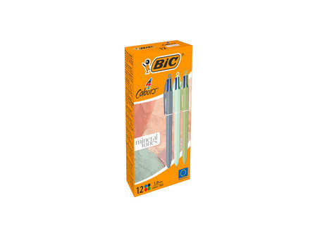 BIC Stylo à bille 4 Colours Mineral Tones, boîte de 12