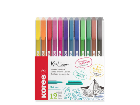 Kores Feutre Fineliner 'K-Liner', tracé: 0,4 mm, étui de 12