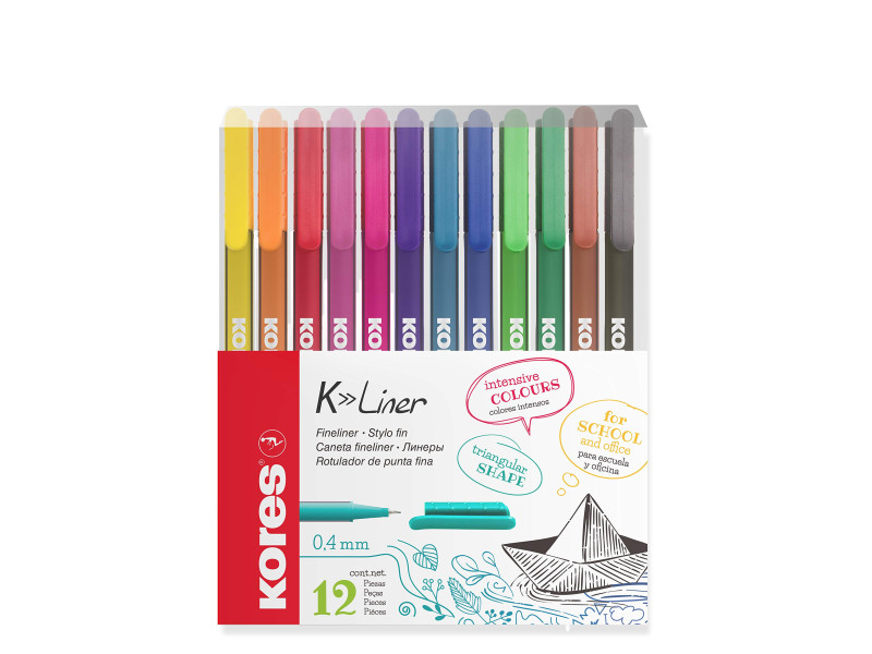Kores Feutre Fineliner 'K-Liner', tracé: 0,4 mm, étui de 12