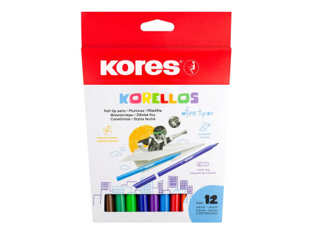 Kores Feutre de coloriage 'Korello', fin, étui carton de 12