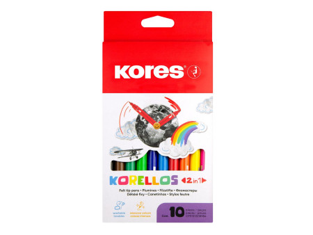 Kores Feutre double pointe Korello 2in1, étui 10