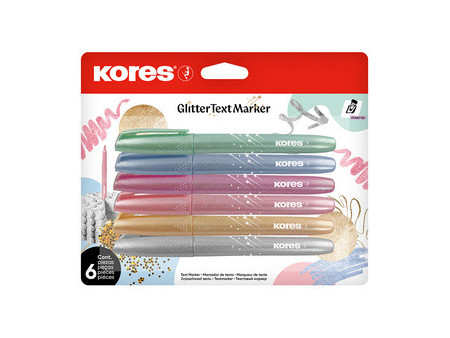 Kores Surligneur 'Glitter', en forme de stylo, set de 6
