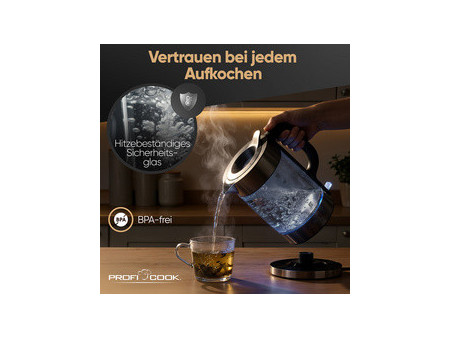PROFI COOK Bouilloire PC-WKS 1322, 1,7 L, verre / dark inox