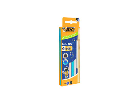BIC Stylo à bille Cristal Glacé, boîte en carton de 4