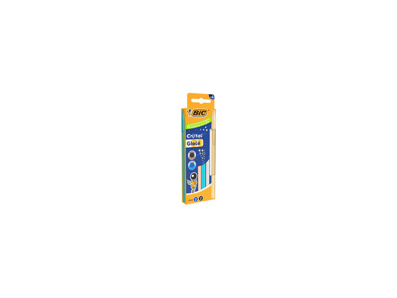 BIC Stylo à bille Cristal Glacé, boîte en carton de 4