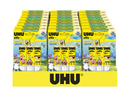 UHU Bâton de colle stic Bob l'éponge, 3 x 21 g, présentoir
