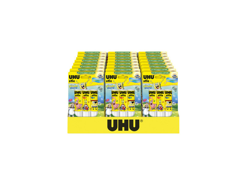 UHU Bâton de colle stic Bob l'éponge, 3 x 21 g, présentoir