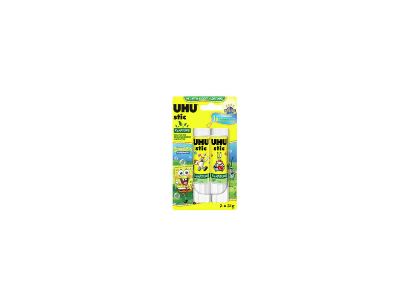 UHU Bâton de colle stic ReNATURE Bob l'éponge, 2 x 21 g