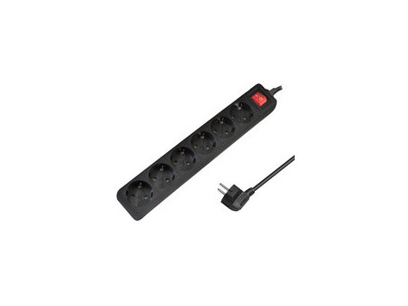 LogiLink Multiprise, 6 prises, avec interrupteur, noir