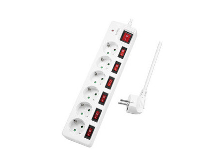 LogiLink Multiprise Euro, 6 prises, interrupteurs général