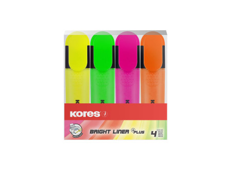 Kores surligneurs 'BRIGHT LINER', étui de 4