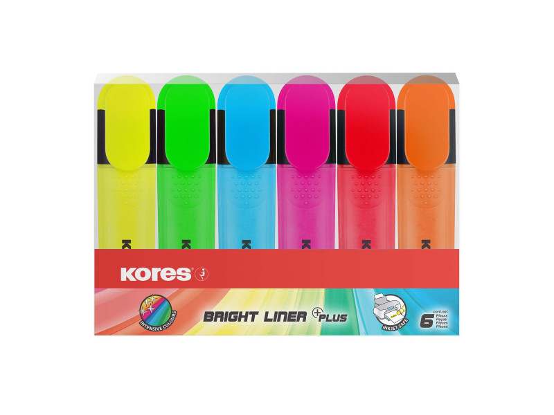 Kores surligneurs 'BRIGHT LINER', étui de 6