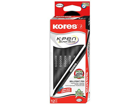Kores Stylo à bille jetable K-Pen Super Slide K0, noir